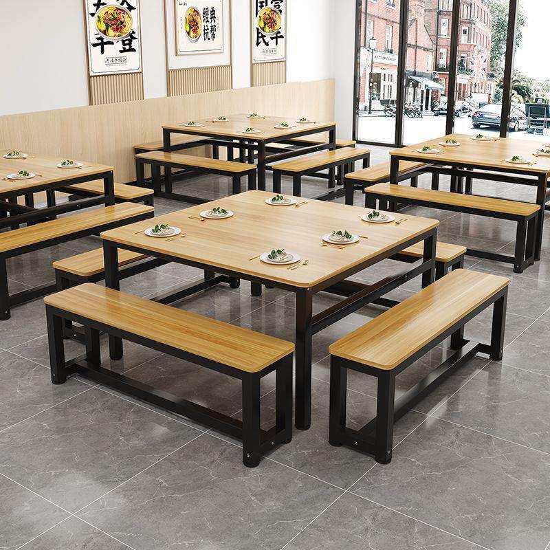 餐桌商用餐饮店长条餐桌桌子长方形快餐桌椅食堂公司长凳子小吃店