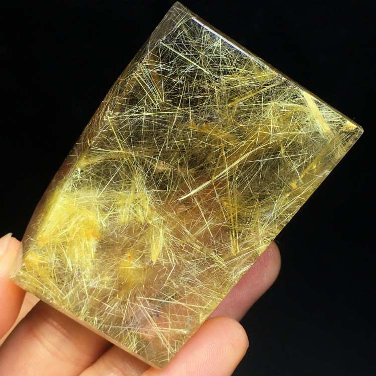 天然水晶原石钛晶随形原矿金发晶打磨多边形板钛手把玩件装饰摆件