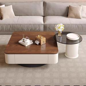 中式复古实茶几客家用中小厅户NCJ型古风胡桃木木色实木方形茶几