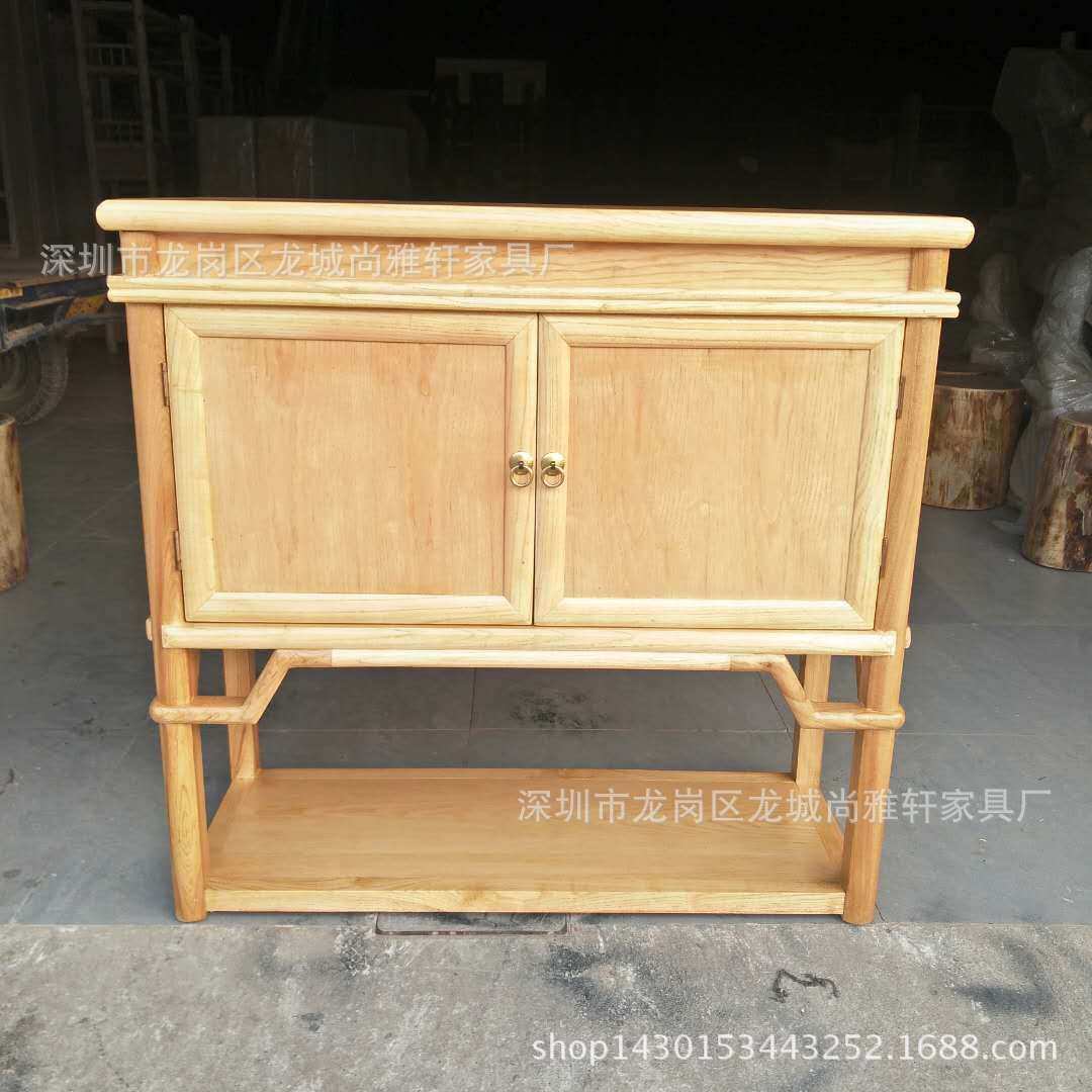 新中式白蜡木玄关柜客厅电视柜餐边柜实木双门茶柜民宿装饰厂直销