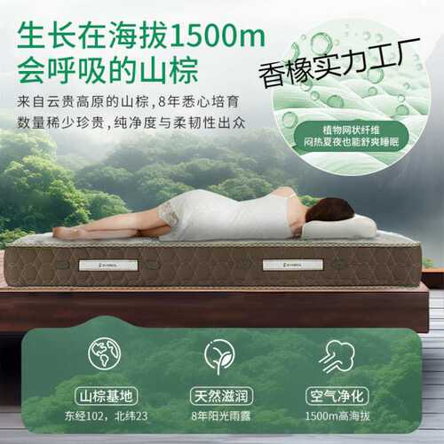天然山棕床垫硬垫护脊弹簧棕垫防螨棕榈乳胶 棕情Light