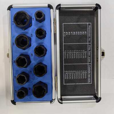 厂家直销10PC高款破损螺母取出器高硬度套头六角螺母破损拆除工具