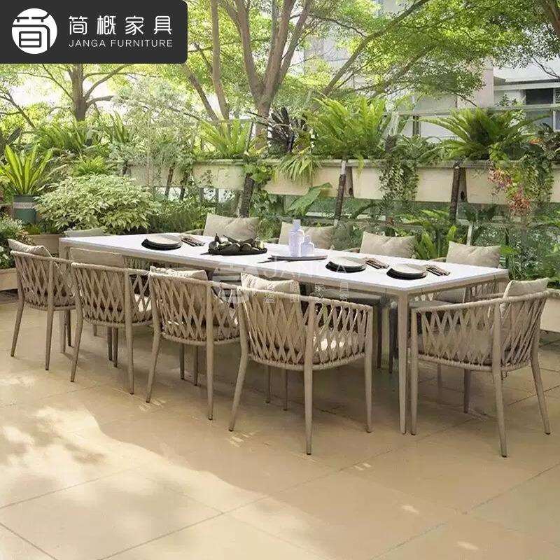 户外别墅阳台桌椅庭院花园防雨防晒长桌露天外摆桌椅阳台咖啡厅椅
