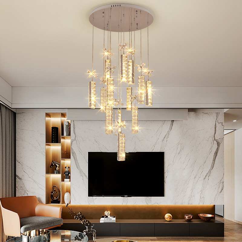 新款轻奢客厅餐厅吊灯水晶网红吊灯现代简约餐厅卧室LED吊灯灯具