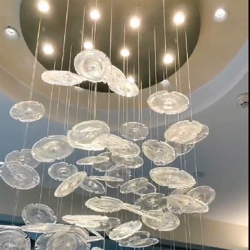 定制荷叶灯酒店餐厅灯客厅吊灯手工玻璃艺术灯现代简约灯具吊线灯