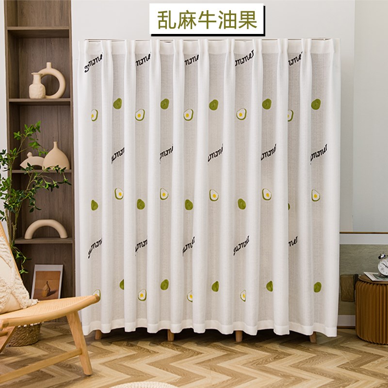 免打孔门帘遮挡帘衣帽间橱柜衣柜防尘帘布帘子轨道式拉帘杂物之满