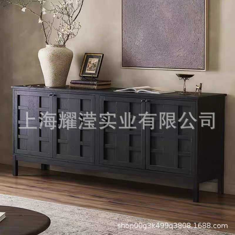 美式实木餐边柜法式复古玄关柜小户型置物柜家用客厅电视柜收纳柜