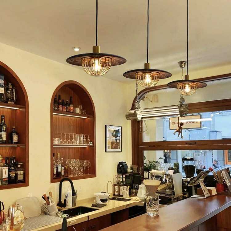 日式黑胡桃木色餐厅吊灯工业风轻奢客厅饭厅民宿酒店吧台装饰吊灯