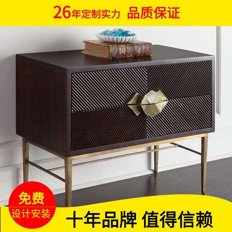 美式新古典轻奢现代个性餐边柜玄关柜角几复古时尚不锈钢沙发边几