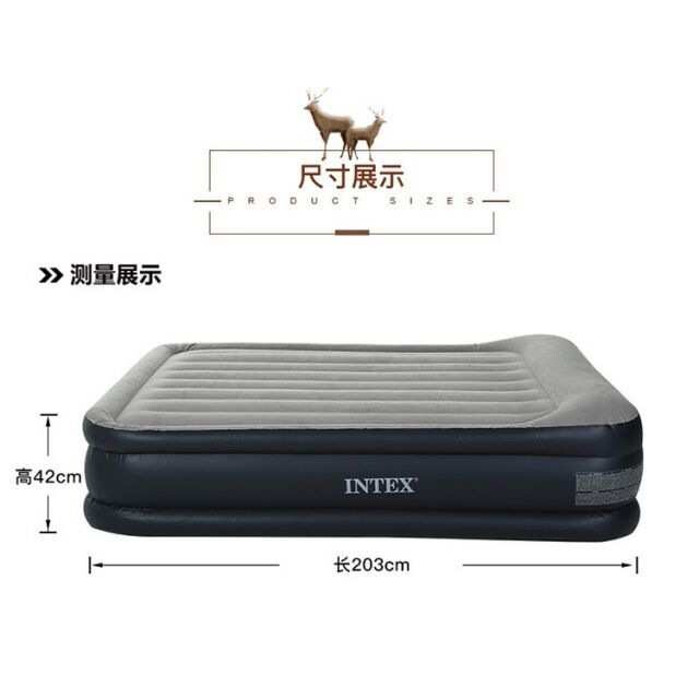 intex64136内置枕头双人线拉空气床 户外室内充气床垫