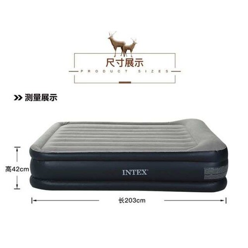 intex64136内置枕头双人线拉空气床  户外室内充气床垫