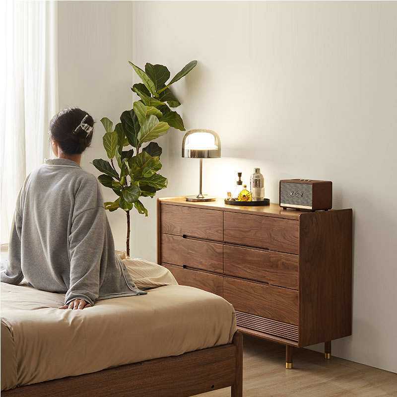 实木六斗柜黑胡桃木卧室储物柜收纳柜日式简约客厅斗柜边柜