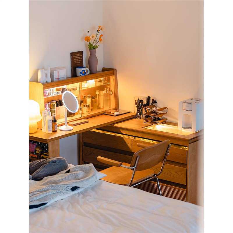 余弦欢颜斗柜梳妆台一体樱桃木床尾化妆桌卧室妆台实木转角化妆台