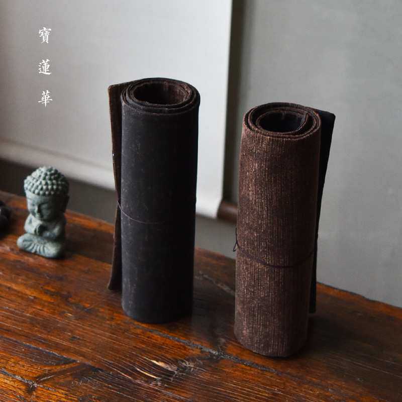 柞蚕丝香云纱老料布席 真蚕丝茶席布艺茶垫 隔热布垫杯垫茶道桌旗