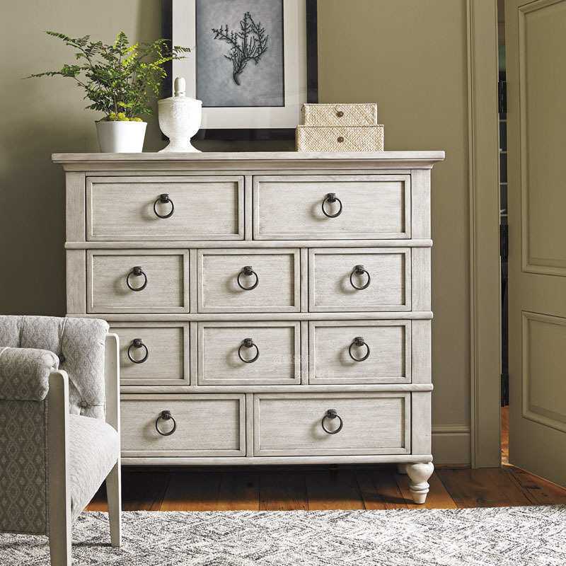 美式实木复古做旧斗柜多抽屉储物柜收纳柜橡木九斗柜客厅卧室家具