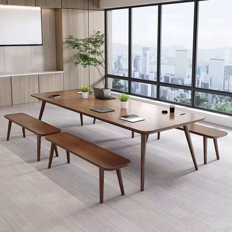 新品实木会议桌长方形工作台商用大板木桌子长条桌简约现代办公学