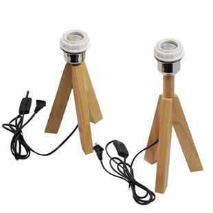 E27螺口陶瓷耐高温实木台灯带插头开关加长杆灯口灯座灯头底座