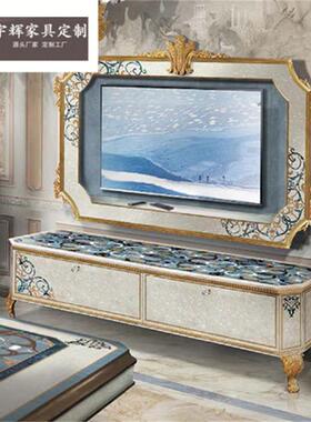 意大利奢华电视柜欧式实木视听柜贝壳拼花别墅家具法式描金电视柜