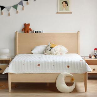 北美全实木硬枫木床现代简约儿童房家具北欧原木樱桃木儿童卧室床