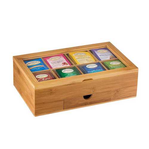 Multifunctional Bamboo Tea Box Storage Organizer Big Size Ho
