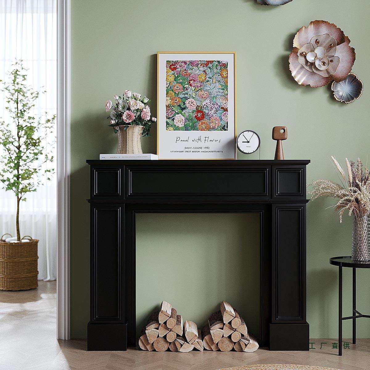 法式复古黑色实木壁炉装饰柜玄关柜欧美式小壁炉架民宿婚礼置物架,电子元器件市场,其它元器件,淘宝优惠券,粉丝福利购,淘宝优惠卷