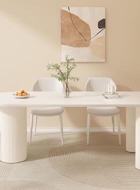 法式奶油餐桌椅组合餐桌小户型家用岛台一体现代简约宅寂风餐桌椅