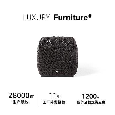 RobertoCavalli罗伯特卡沃利意大利出口原装刺绣方形皱纹梳妆凳