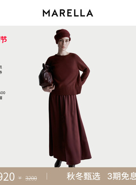MARELLA 2025秋冬女装圆领落肩袖长袖毛针织衫3366215502