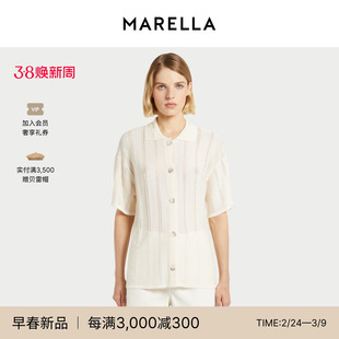 【2026早春新品】 MARELLA女士短袖衬衫领毛针织衫3341026502