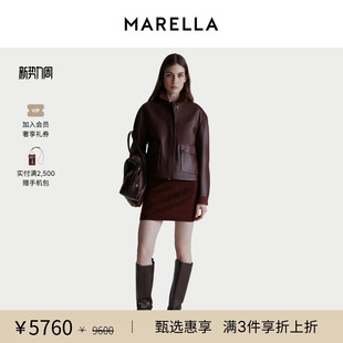 衬衫 短款 领皮衣夹克外套3446015502 2025秋冬女装 MARELLA