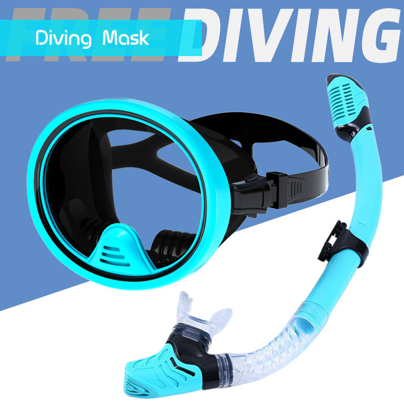 成人大视野浮潜水镜全干式呼吸管游泳防水面罩渔民镜排水阀出气阀