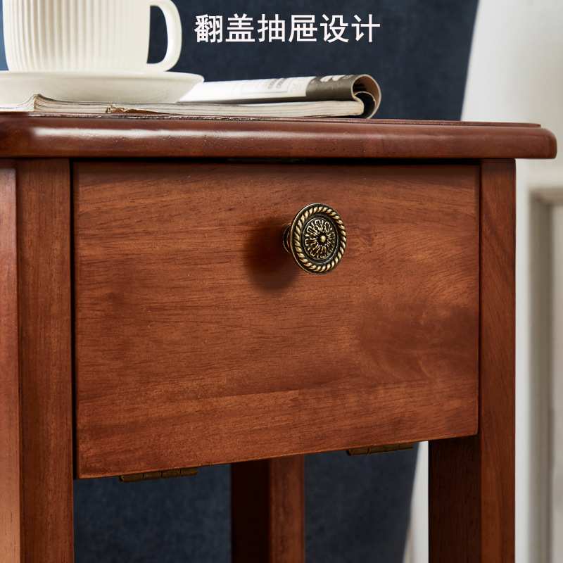 实木可移动小茶几 居家办公带轮小桌 实木多功能懒人床边沙发边几