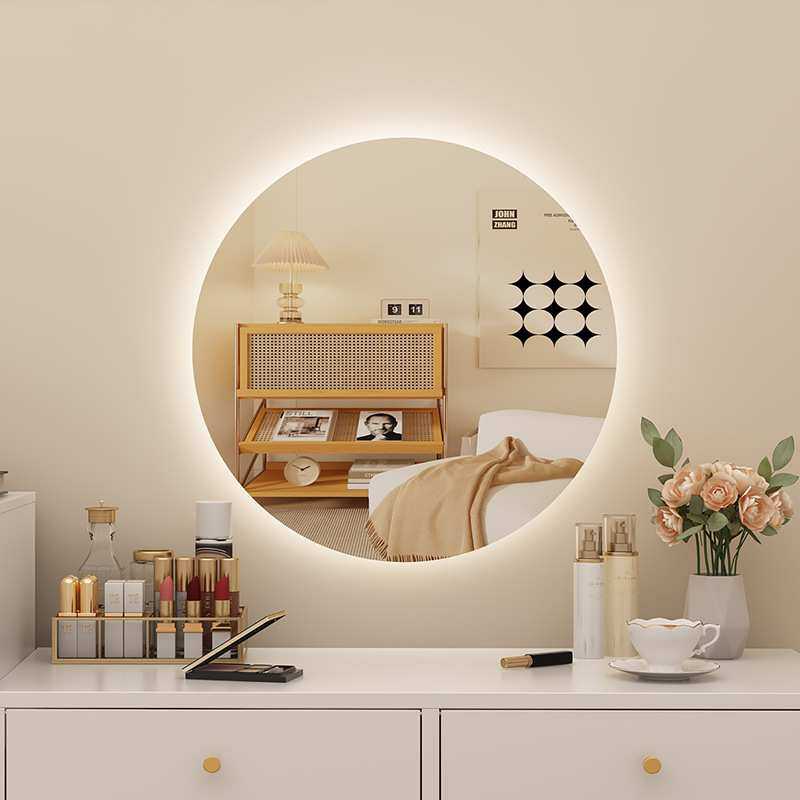 led带灯圆形镜子梳妆台镜子化妆镜壁挂主卧室梳妆镜挂墙智能防雾,3C数码配件,USB灯,淘宝优惠券,粉丝福利购,淘宝优惠卷