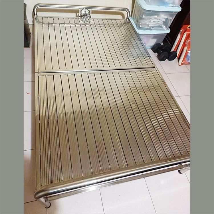 特厚无缝不锈钢伸缩折叠床有安全锁扣午休户外单双人拼接钢管床