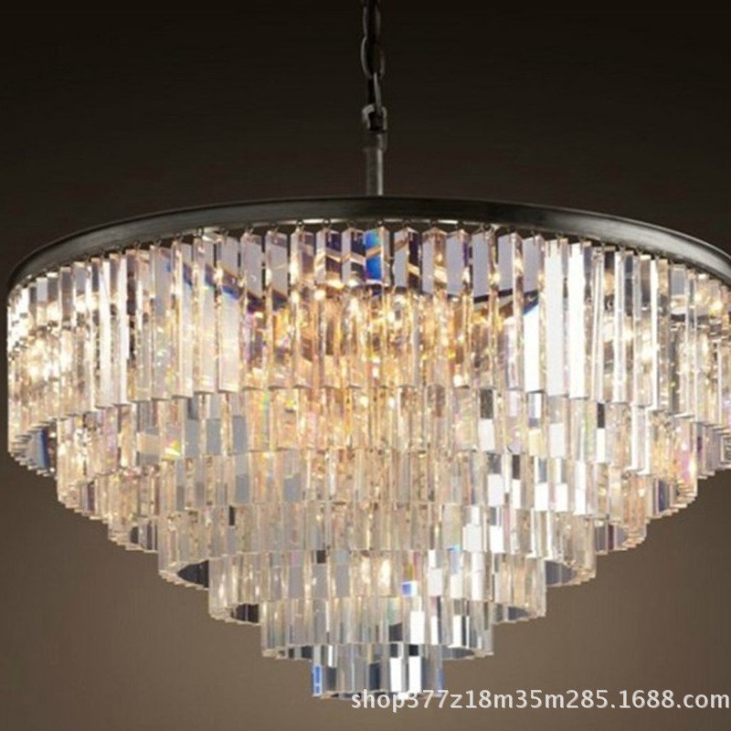 现代简约圆形客厅水晶吊灯美式RH创意个性餐厅卧室别墅大气酒店灯
