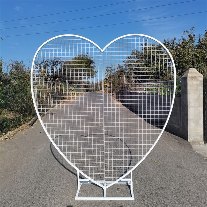 婚庆道具心形铁艺网格屏风圆环拱门婚礼舞台背景摆件布置气球派对