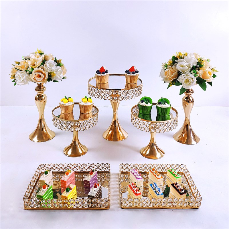 欧式金属婚礼甜品台摆件展示架生日装饰蛋糕点心托盘架子冷餐摆台