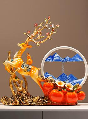 R2025010贝新汉新中式竹节美鹿托树脂摆实件乔迁之喜居礼品搬家暖