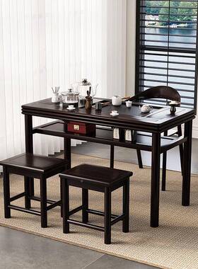 阳台实木桌新中式功桌椅茶型组合小户家用OBT客厅茶几禅意夫泡茶