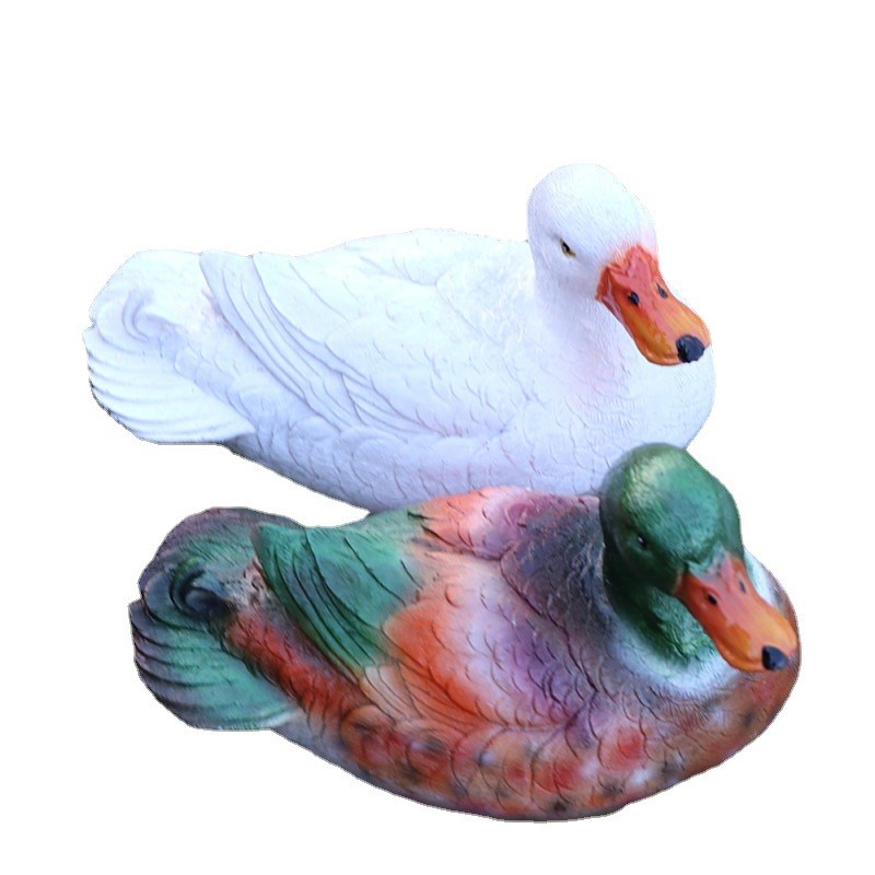 花园庭院装饰现代树脂动物模型仿真浮水小白鸭绿头鸭漂浮流水摆件