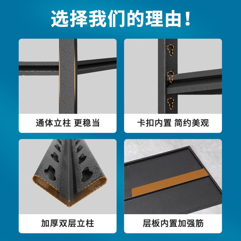 家用货架置物架多层落地仓库阳台储藏室杂物间商用超市钢制收纳架