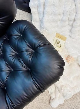 单人沙发小户型卧室可躺可睡休闲椅子久坐舒服黑色中古懒人沙发椅