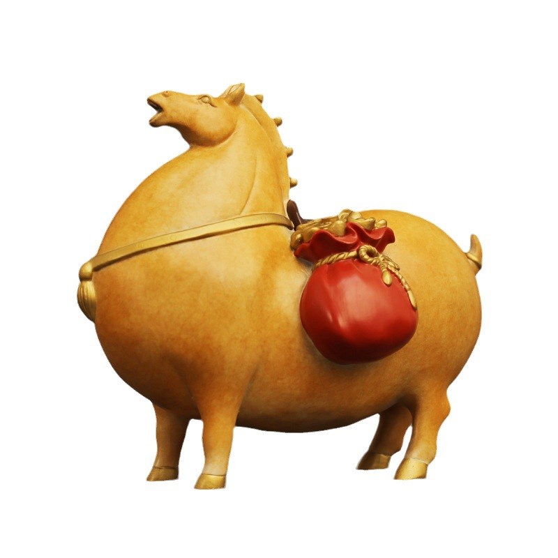 马上有钱创意精品摆件彩绘色唐马工艺品卷据客厅电视柜办公室摆饰