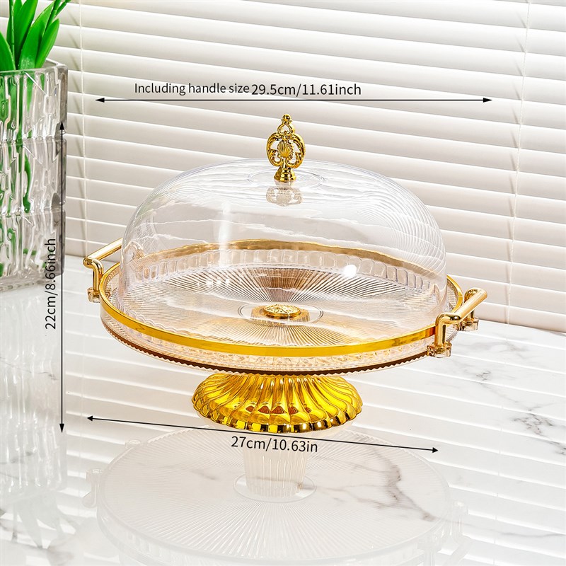 轻奢蛋糕架子托盘塑料罩高脚带盖糕点面包摆台试吃盘甜品展示台架