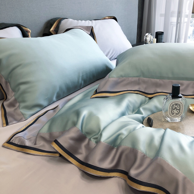高端轻奢80支tencel双面天丝四件套冰丝裸睡刺绣丝滑床上用品1.8m