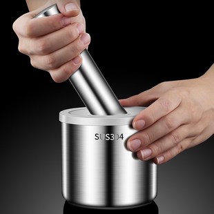 不锈钢压蒜器家用蒜臼子蒜泥捣蒜器迷你舂药盅擂钵铁舂手动研磨钵