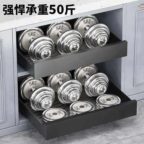 新品厨房橱柜抽屉内置可伸缩拉篮下水槽家用沥水碗柜可抽拉收纳架