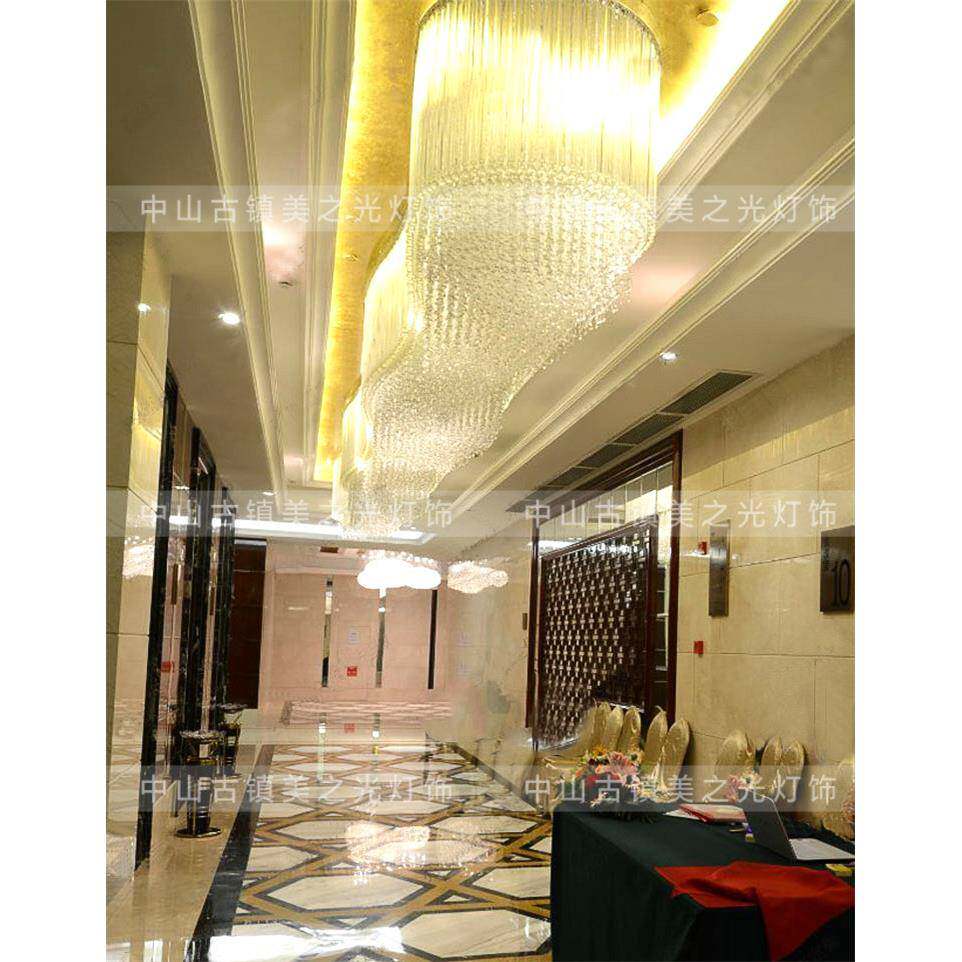 水晶吊灯酒店大堂工程灯大厅吊灯商场吊灯非标吸顶灯酒店灯具波浪