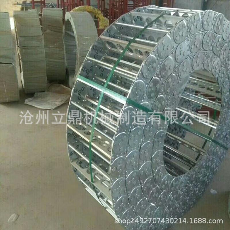 生产TLG型加滑轮钢制拖链 桥式钢铝拖链 带滑轮支撑不锈钢坦克链图片