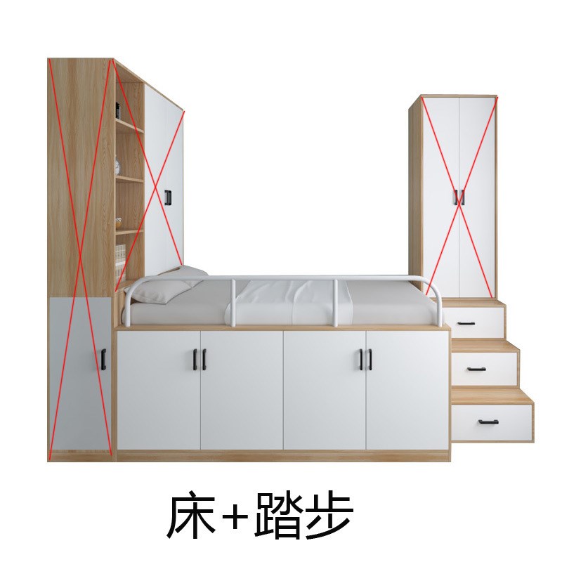 实木榻榻米床柜一体省空间楼梯床靠墙衣柜Y*可订儿童床半高组合床